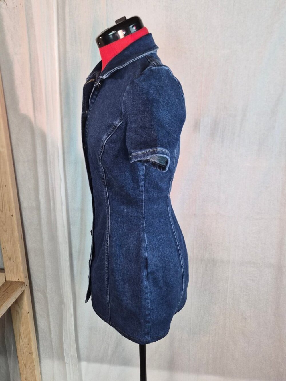 Zara Dark Blue Denim Mini Dress - Picture 2 of 13